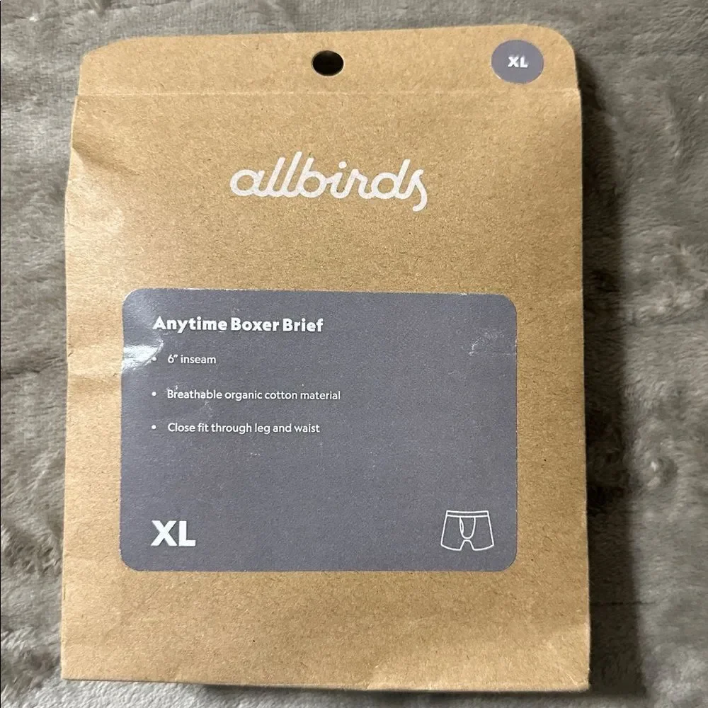 allbirds Gray Black Waistband Anytime Organic Cotton Boxer Brief 6” Inseam